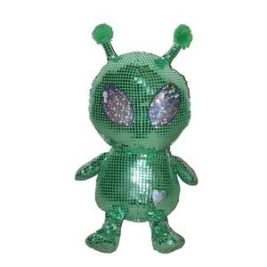 Green Disco Alien Jumbo Stuffed Plush Toy Heart 36" x 18" Walmart Brand Novelty